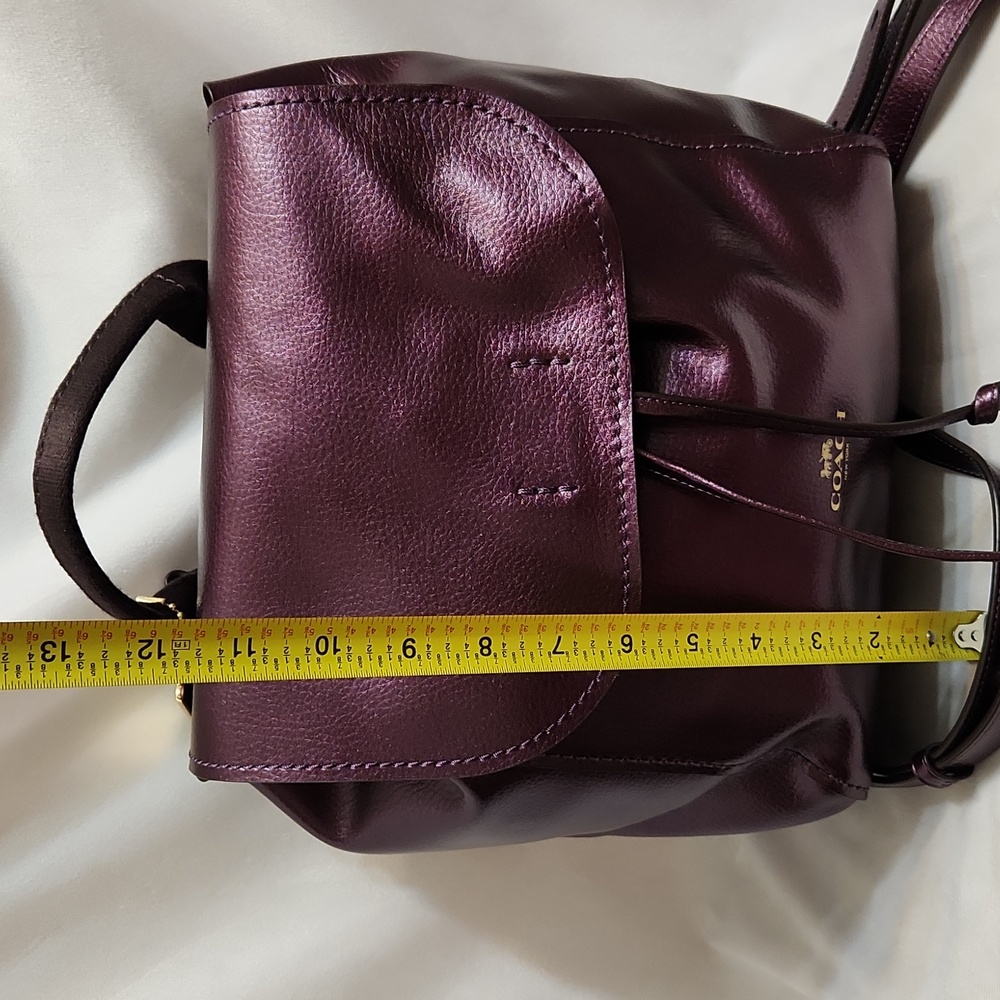 Coach Derby Purple Metallic Leather Backpack - Picture 7 of 16
